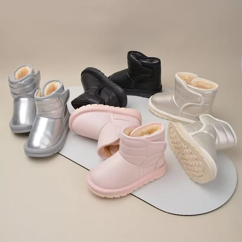 Детские зимние ботинки для мальчиков и девочек водонепроницаемые Zonkacen, Pink — фото 4