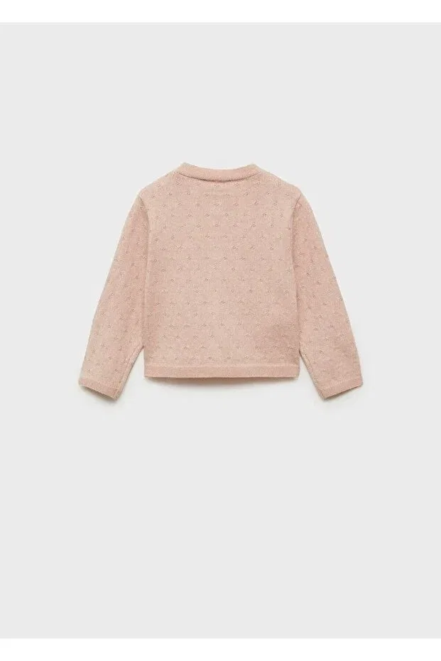 Детский вязаный кардиган с вышивкой Mango Baby, Pink — фото 2