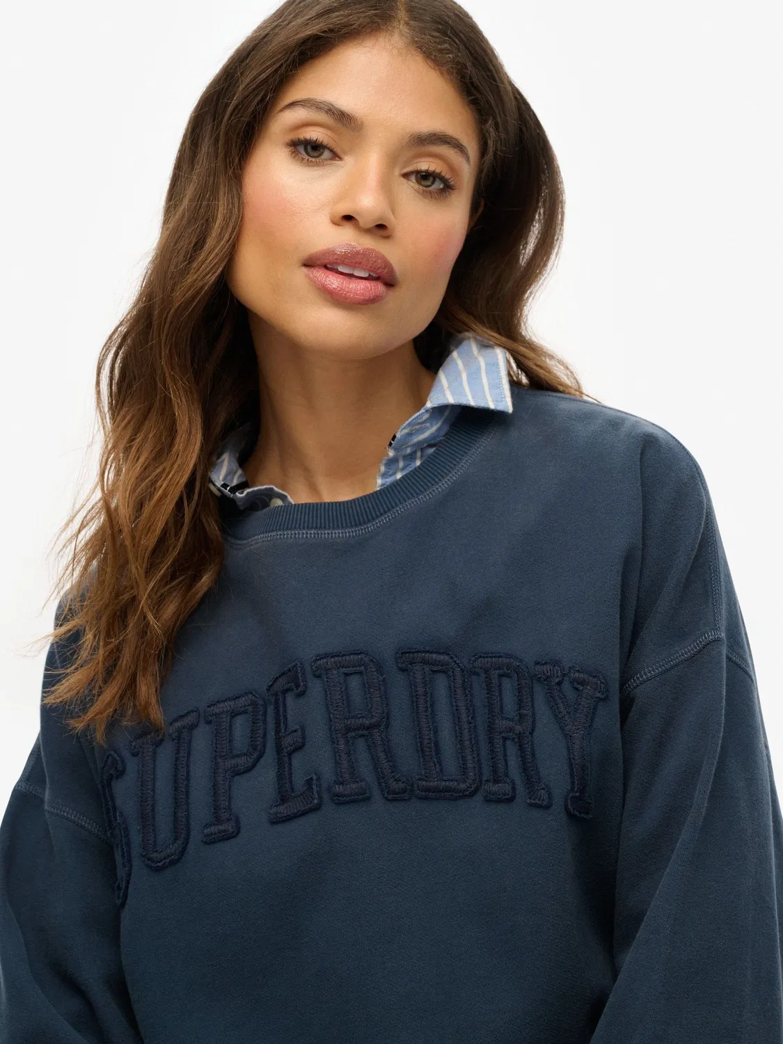 Свитшот с аппликацией, оверсайз, Athletic Essentials Superdry, синий — фото 4