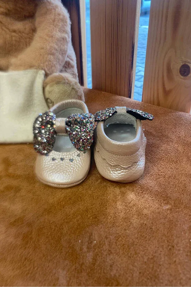 Детские тапочки для девочек из натуральной кожи Natural leather bobby salmon baby loafer Beybium, Salmon — фото 3