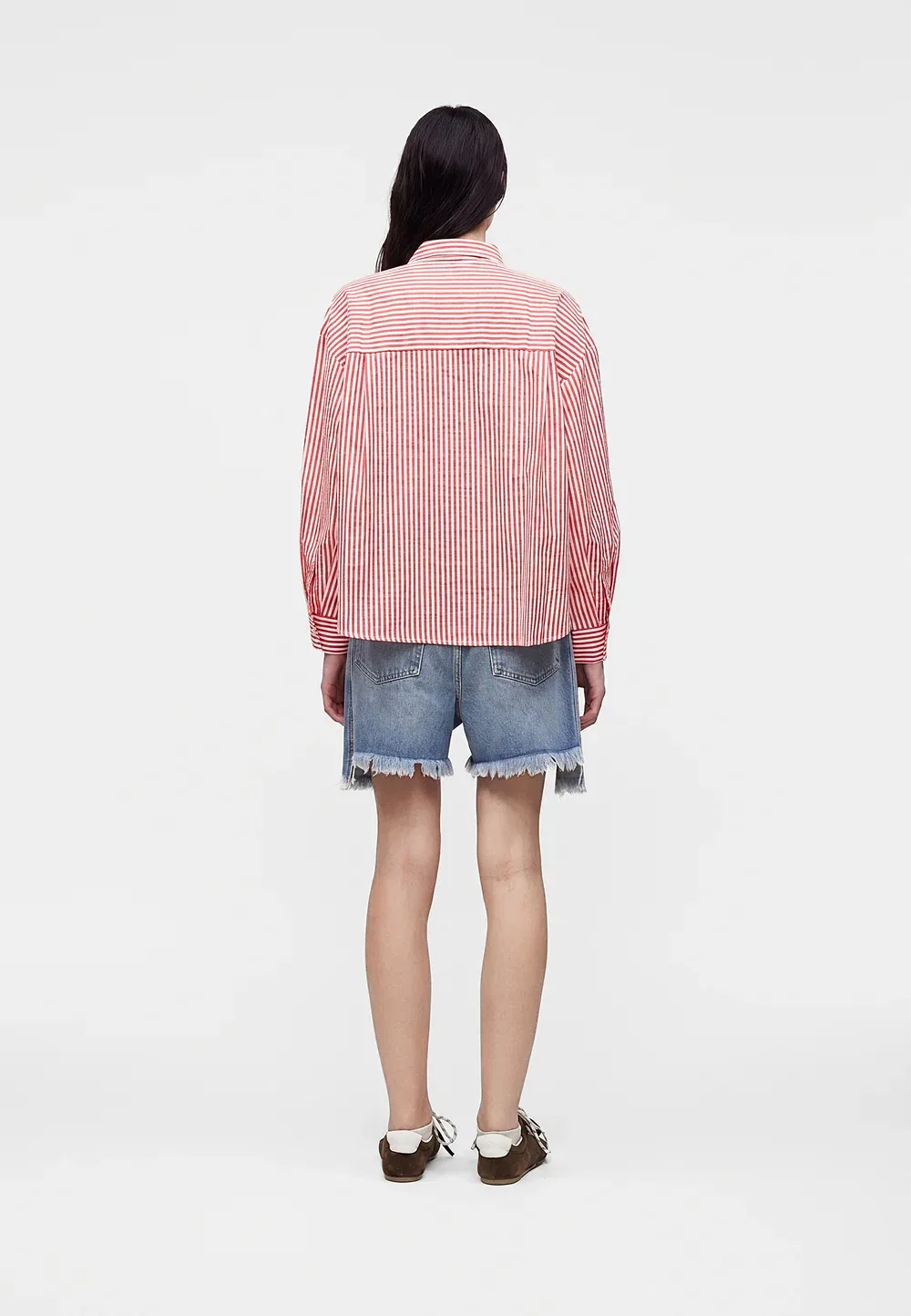 Большая рубашка из сирсакера - блузка на пуговицах Gap, Red — фото 3
