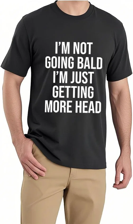 Футболка с принтом I'm Not Going Bald I'm Just Getting More Head, Khaki — фото 3