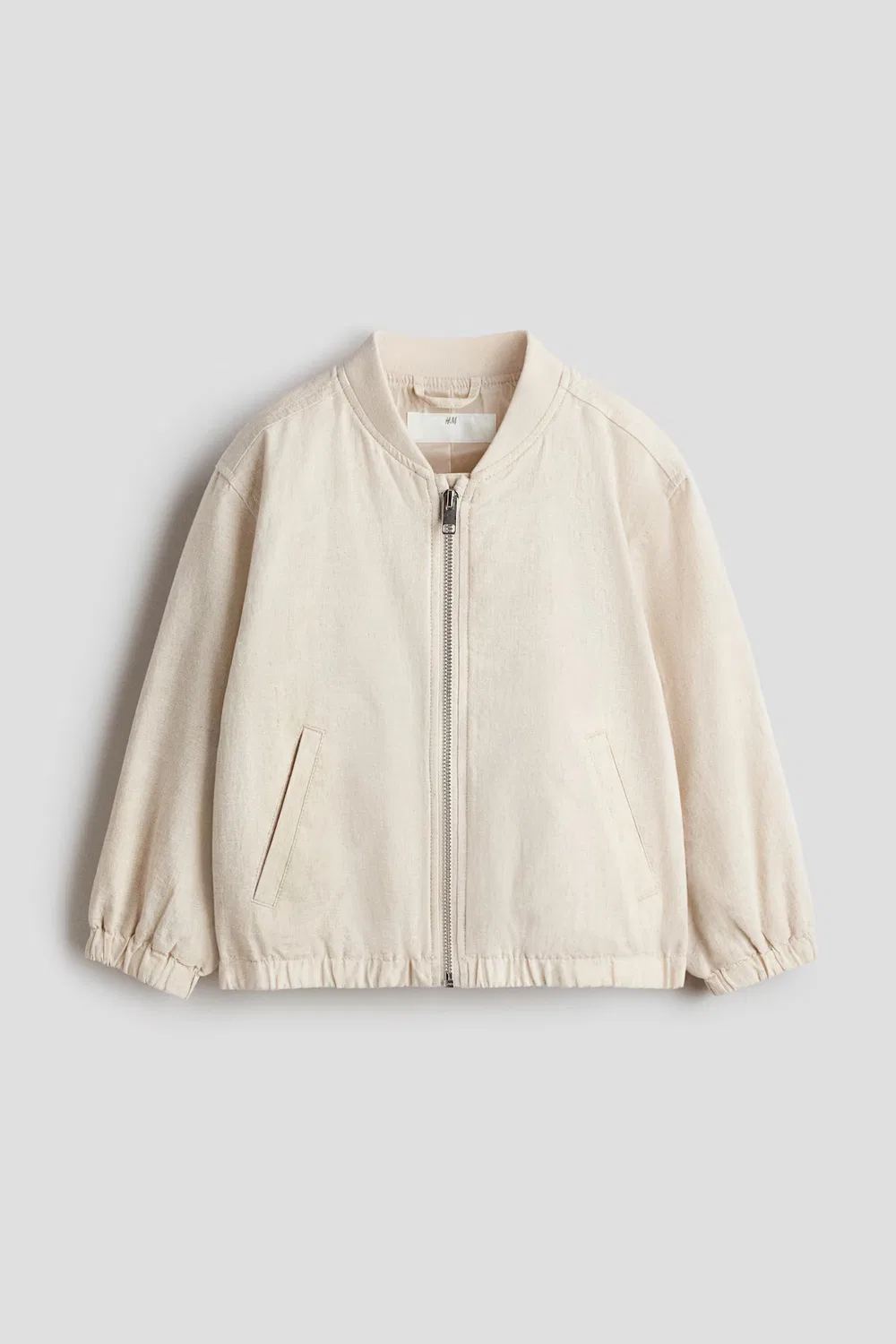 Пилотская куртка из смеси льна H&M, Hellbeigemeliert
