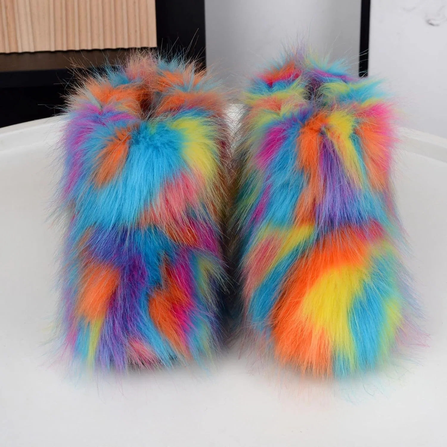 Детские зимние сапоги для девочек с искусственным мехом Urmycos, Blue Multicolored — фото 3