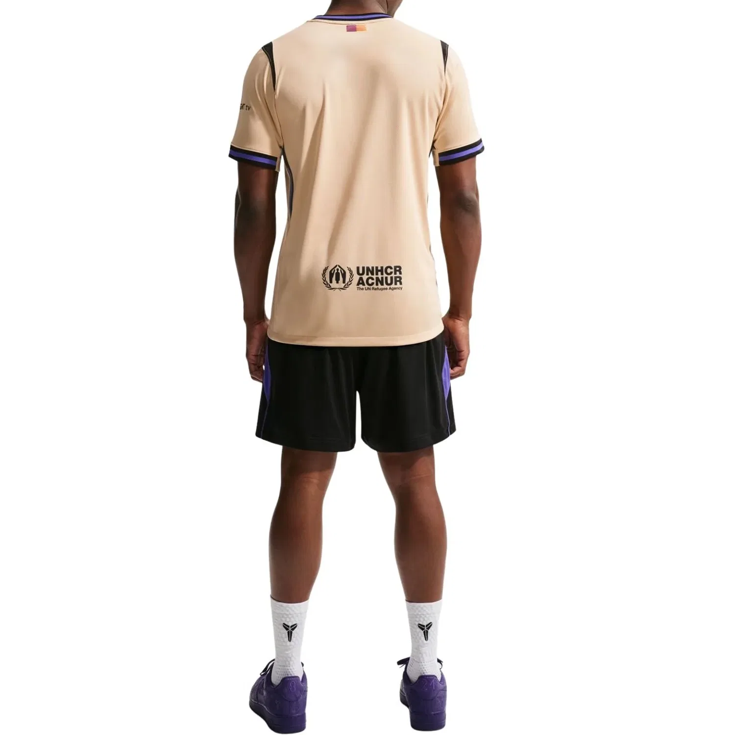 Мужская игровая майка Kobe x F.C. Barcelona 2025/26 Stadium Away Dri-FIT Replica T-Shirt 'Team Gold Per Nike, Team Gold/Persian Violet/Black — фото 4