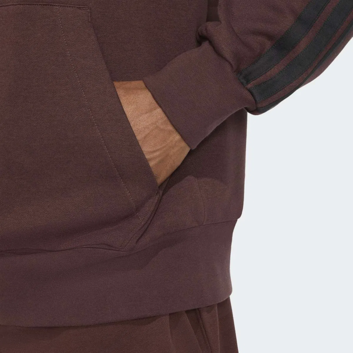 Мужская толстовка, Essentials Fleece 3 Bandas, adidas, коричневый — фото 4