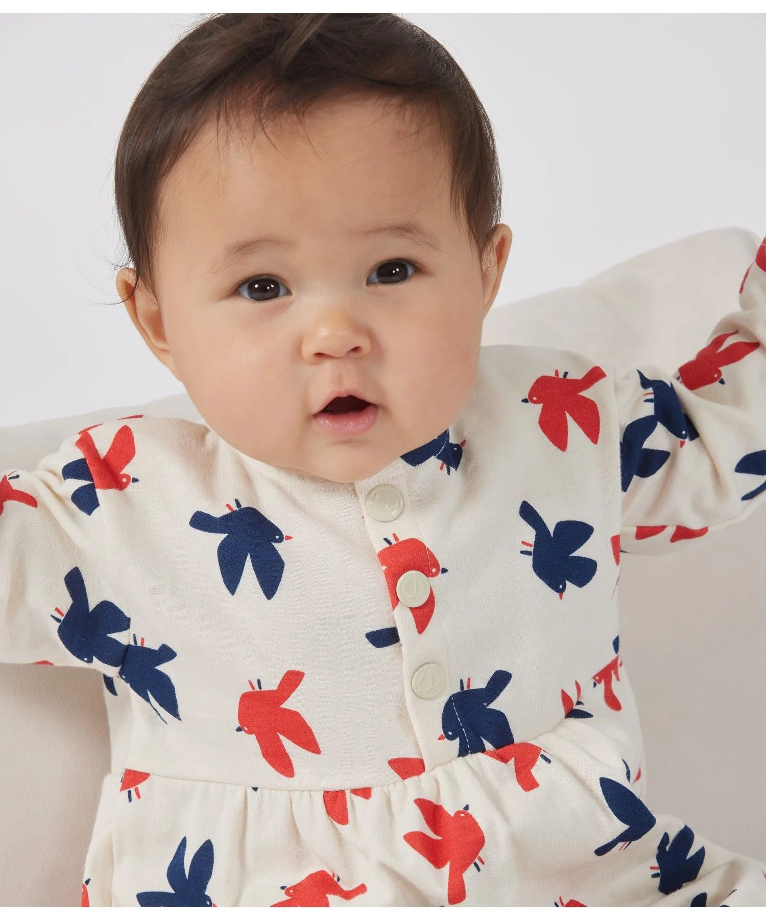 Детское платье с леггинсами из 100% хлопка PETIT BATEAU белое — фото 3