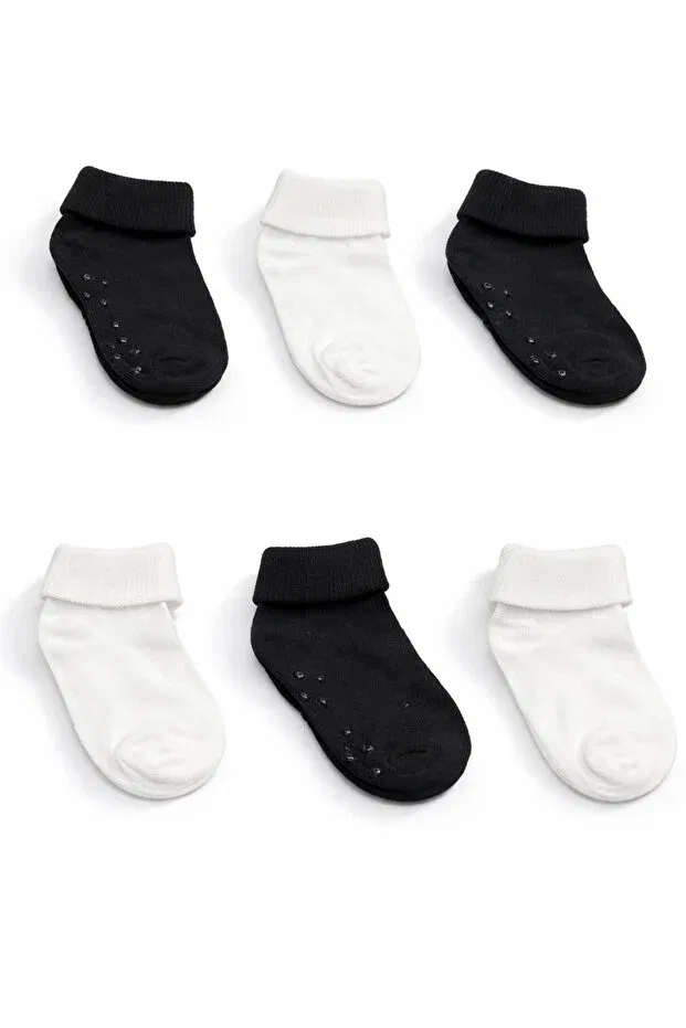 Детский комплект носков с противоскользящим покрытием For My Baby, Black And White