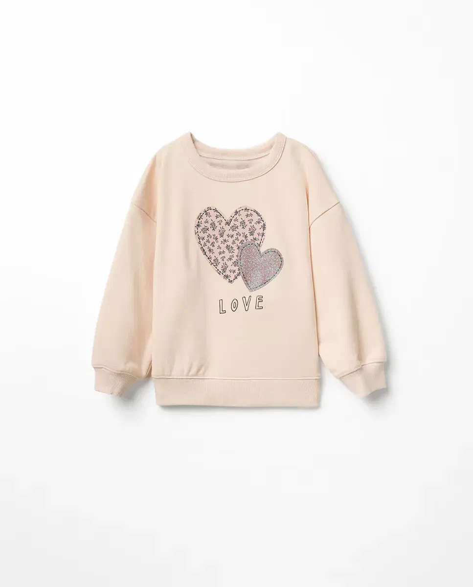 Детская худи с принтом Heart Motif Sfera, 120 Crudo