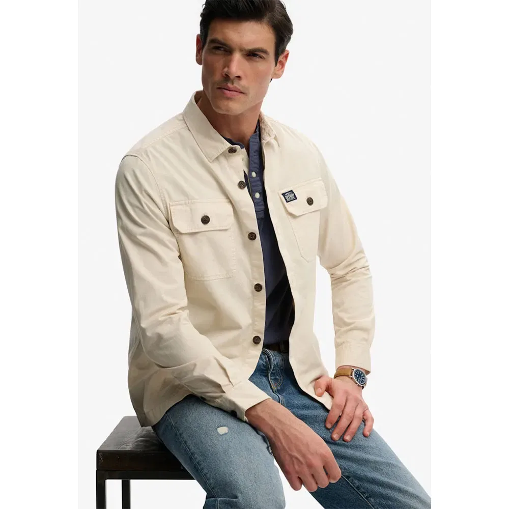 Рубашка с двумя карманами Superdry 2 Pocket overshirt Superdry, бежевый — фото 4