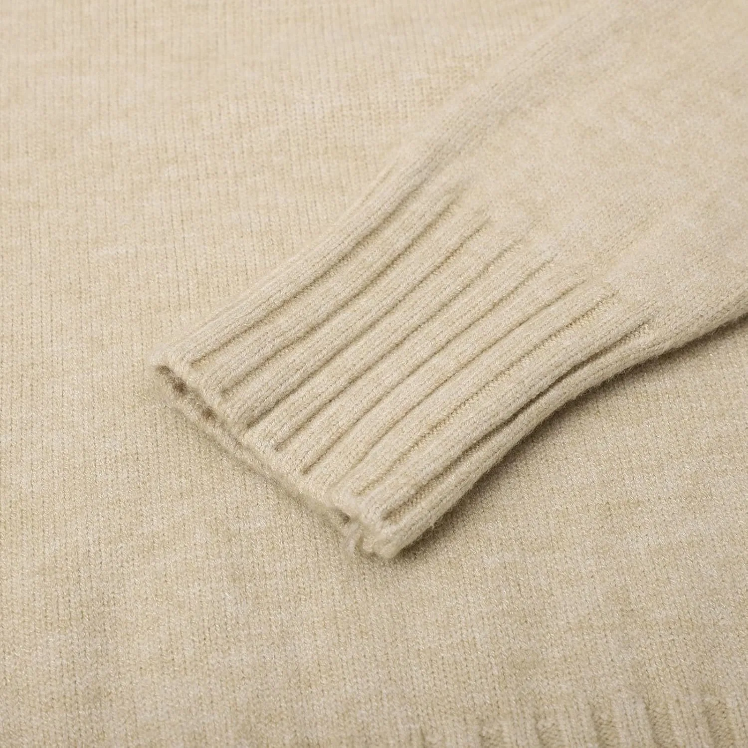 Женское платье-свитер с воротником-стойкой Ribbed Knit, Beige — фото 2