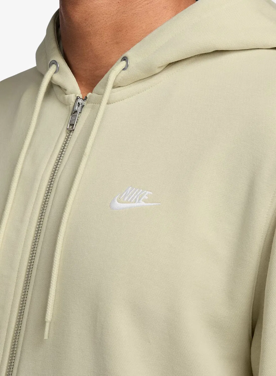 Худи на молнии с капюшоном Nike NSW Club Fleece, светло-хаки — фото 3