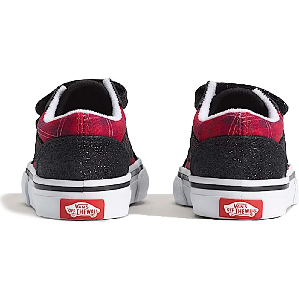 Детские кроссовки для прогулок Vans Old Skool V, Black Red — фото 3
