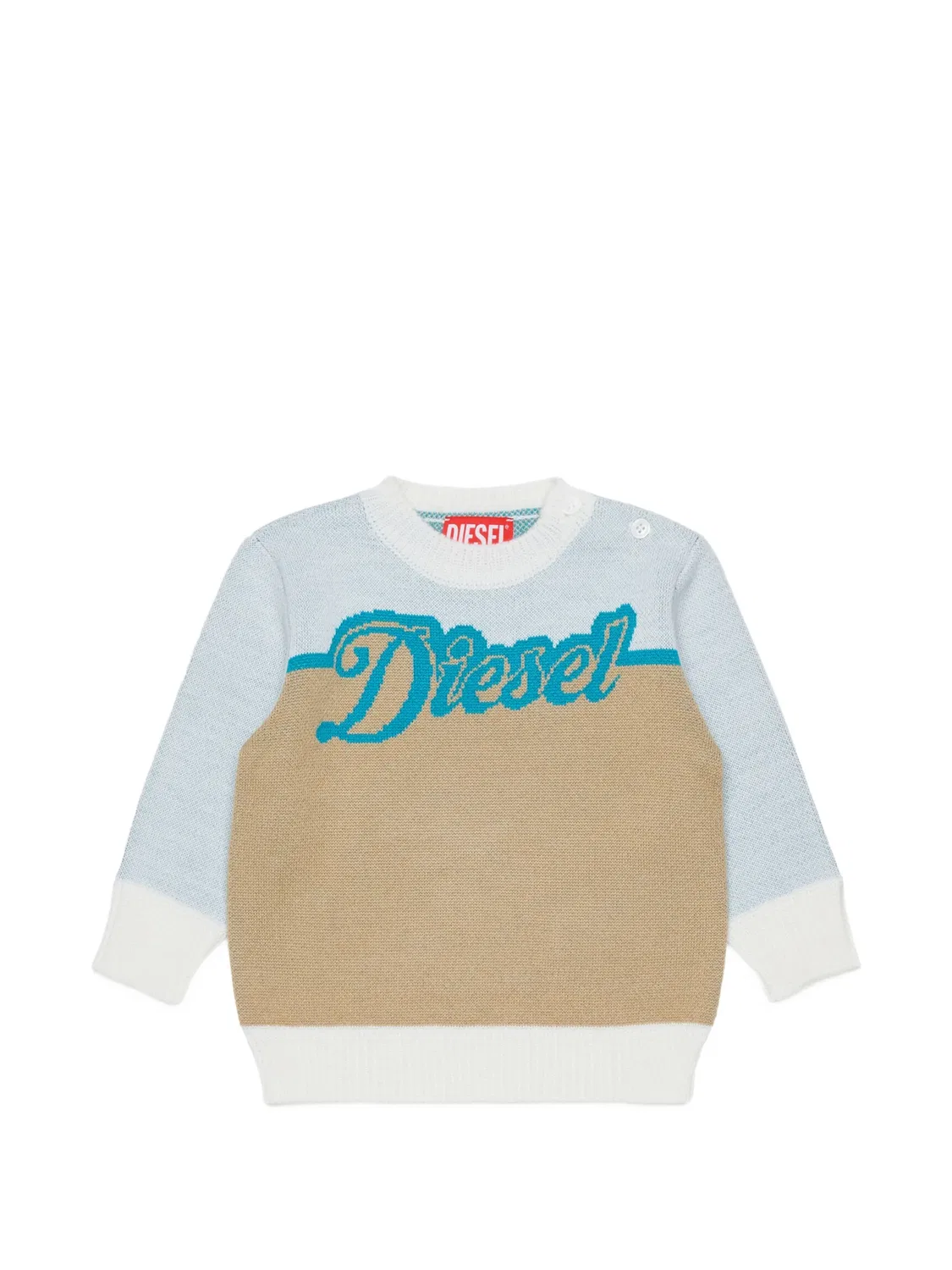 Свитер вязки интарсия с логотипом Diesel Kids, синий