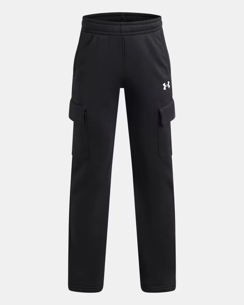 Брюки-карго детские утепленные, длина по внутреннему шву 66 см, Armour Fleece UnderArmour, Black/White