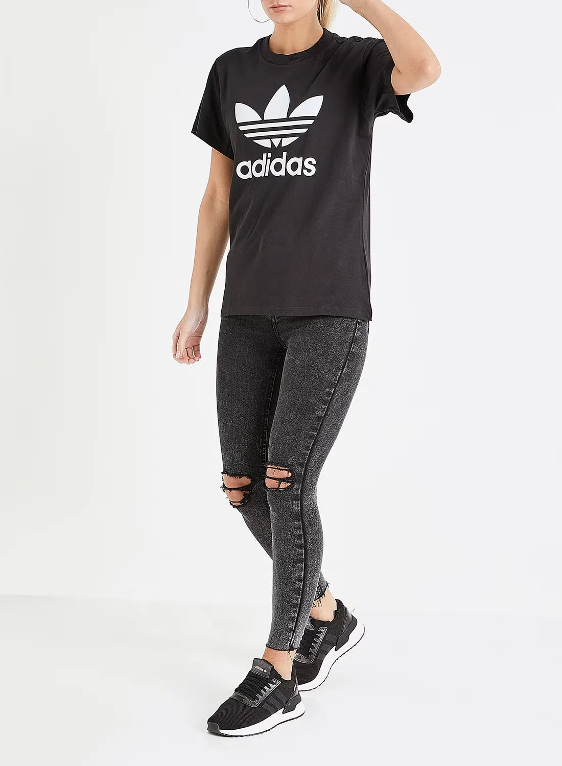 Футболка оверсайз с принтом логотипа Adidas Originals, черный — фото 2