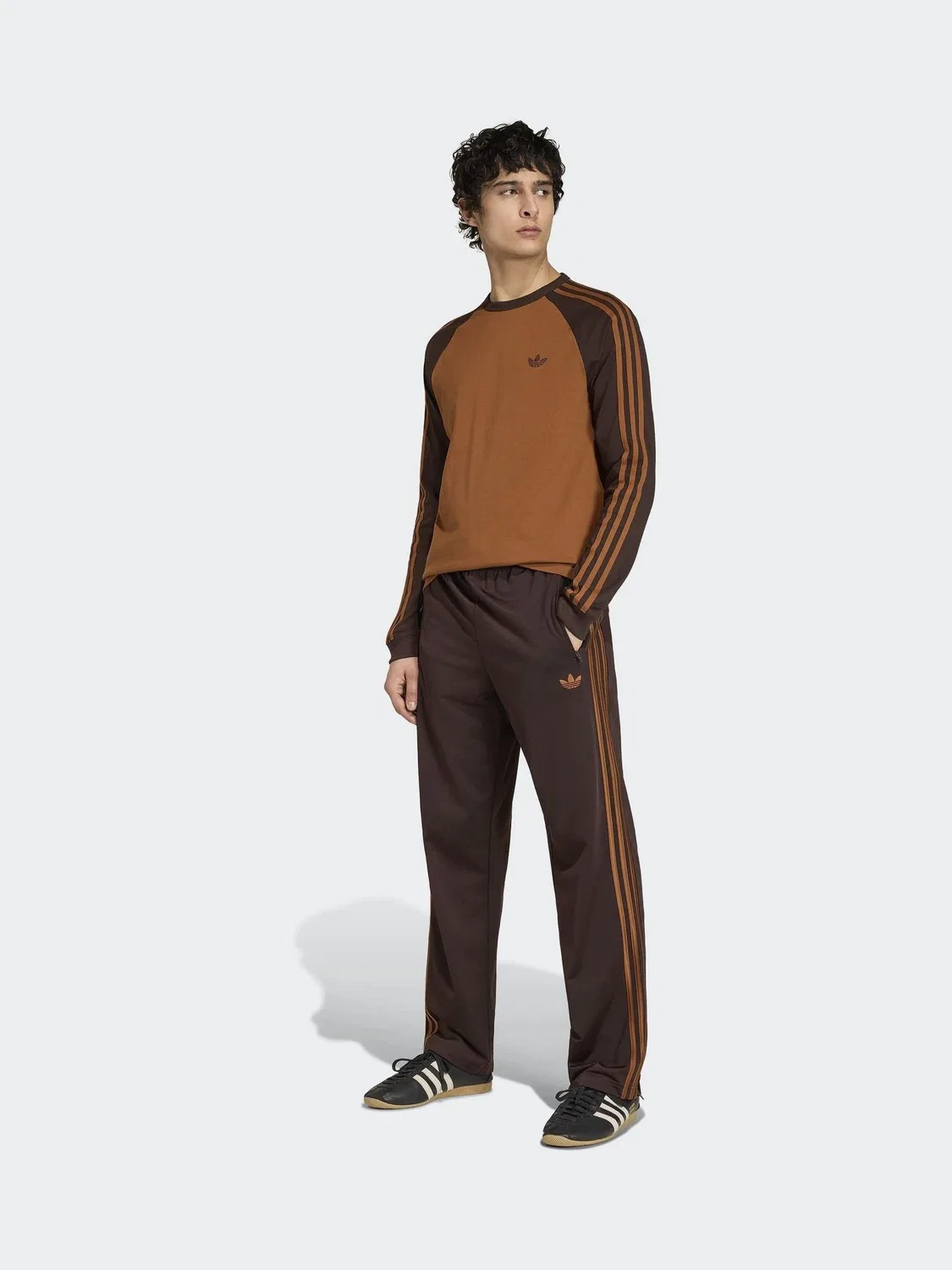 Футболка с длинным рукавом 3-Stripes adidas Originals, коричневый — фото 3
