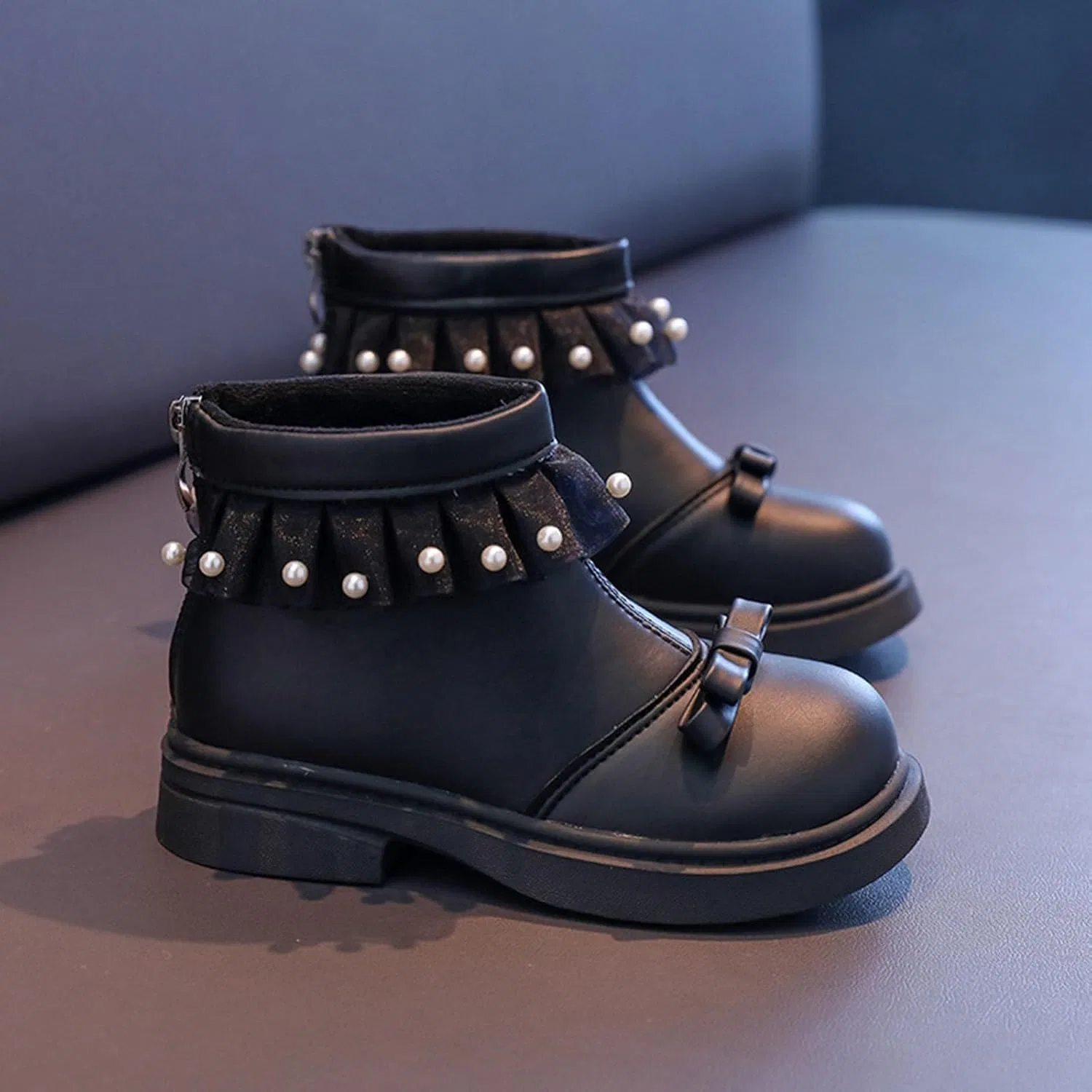 Детские сапоги для девочек с меховой подкладкой, Black — фото 2