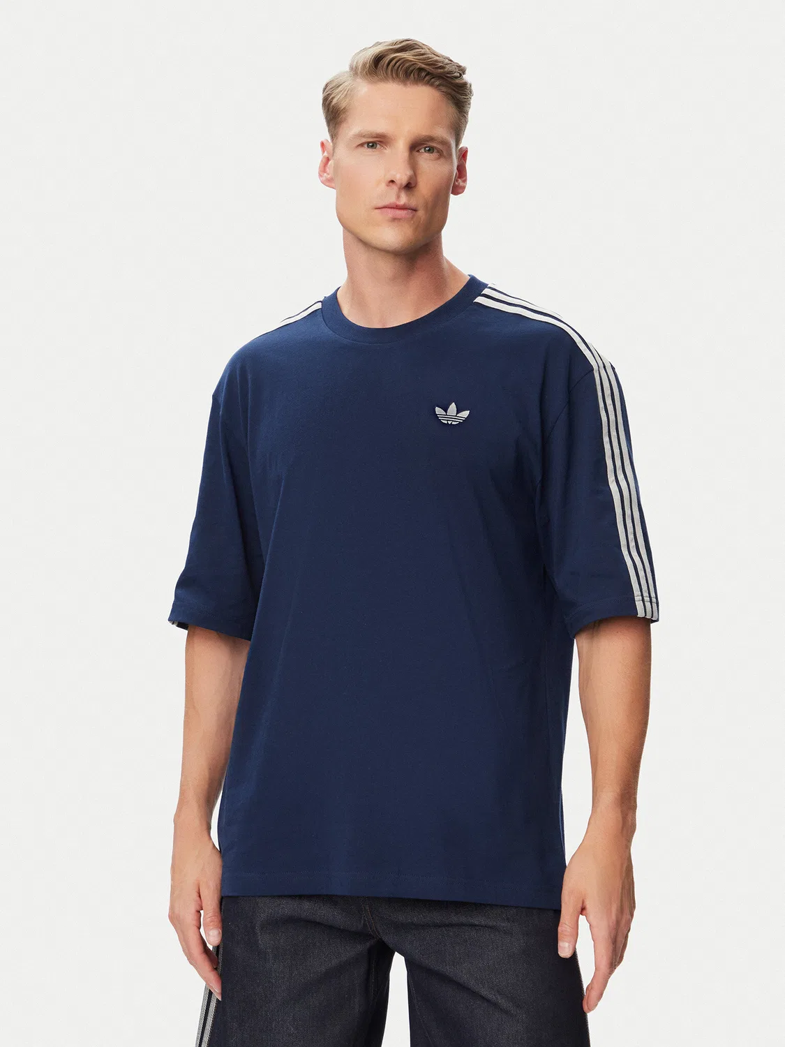 Мужская футболка оверсайз Adicolor Oversized Tee Adidas, темно-синий