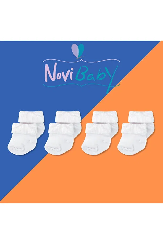 Детские носки для новорожденных из бамбука 4 шт Novibaby, White — фото 2