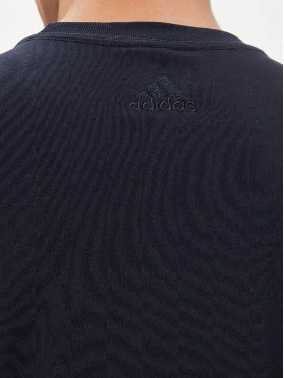 Футболка regular fit Essentials Single Jersey Linear Embroidered Logo T-Shirt Adidas, синий — фото 4