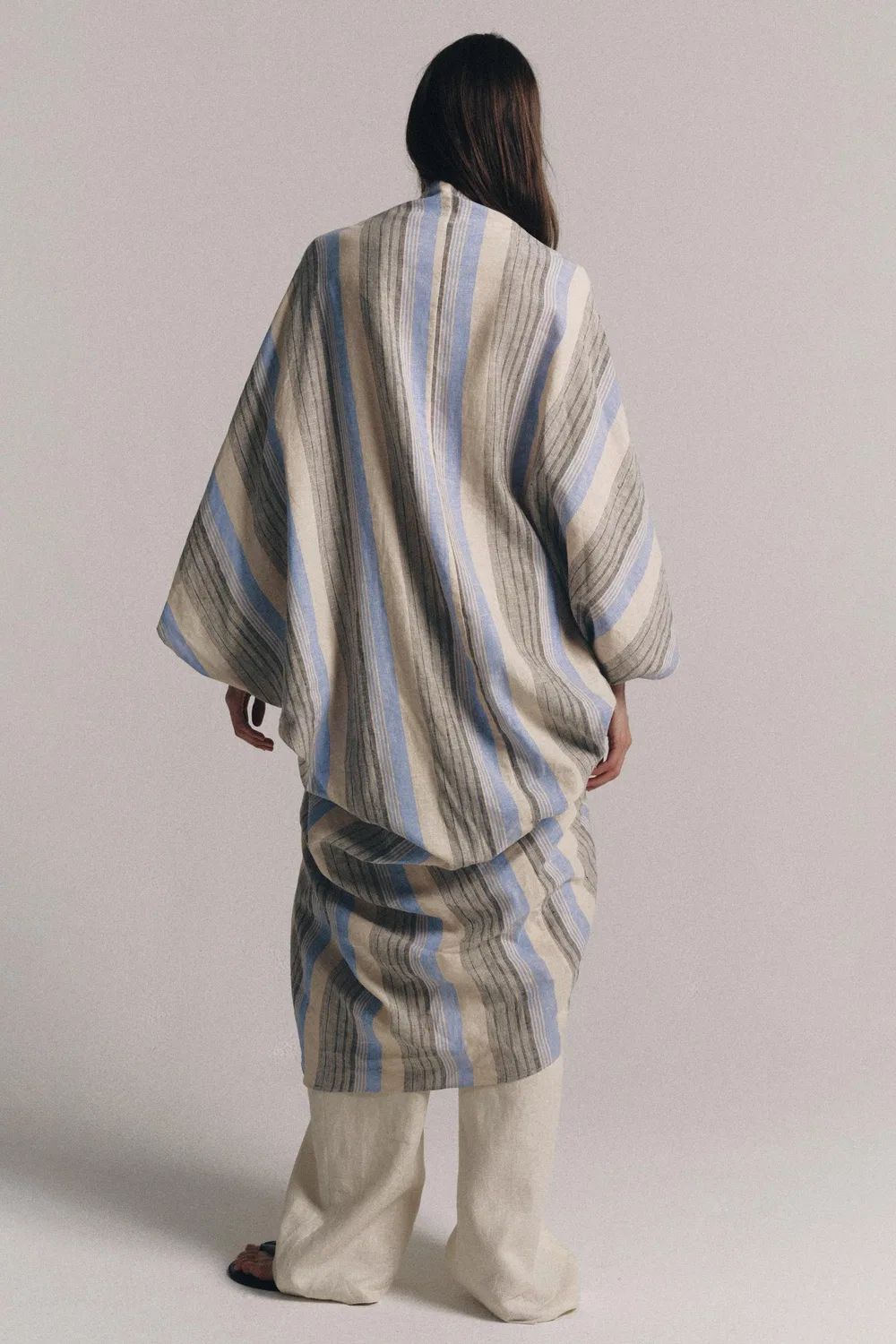 Туника из полосатой льняной смеси от ZW COLLECTION ZARA, striped — фото 3