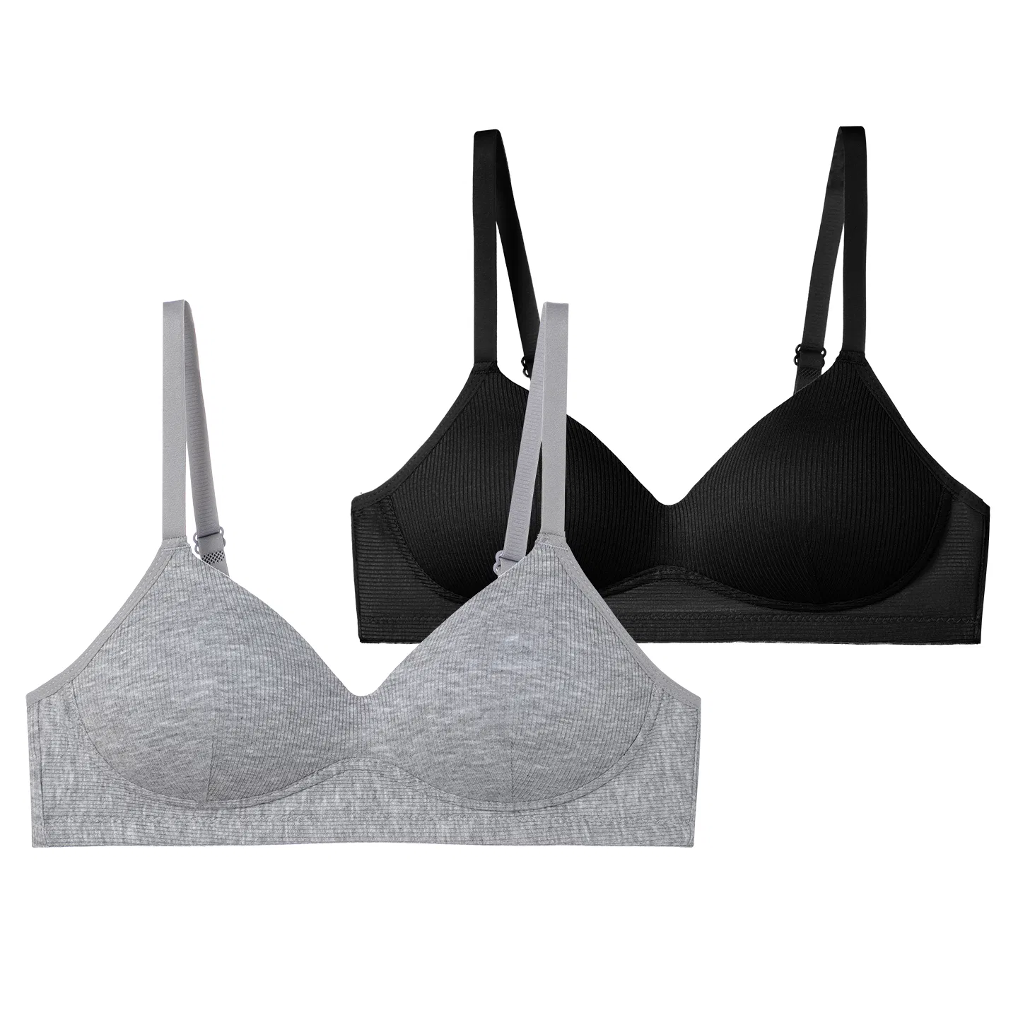 Детский бюстгальтер для девочек без косточек Red bean, 2 Pieces Of Dark Gray + Black