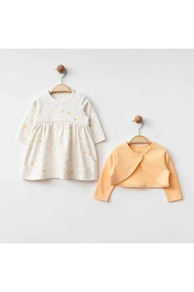 Детское платье для девочек с длинным рукавом Rabbit meadow organic bolerolu baby dress The Nest Kids, Multicolor — фото 3