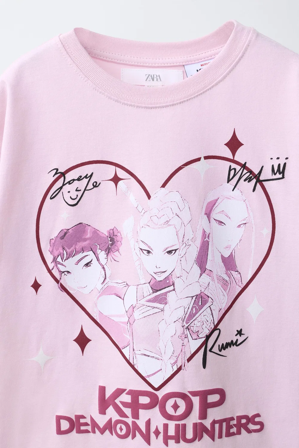 Футболка с принтом KPOP DEMON HUNTERS NETFLIX ZARA, Pastel Pink — фото 3