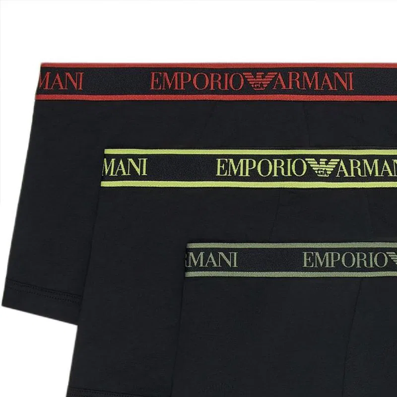 Мужские боксеры-слипы с принтом, комплект из 3 штук, EMPORIO ARMANI, Black — фото 4