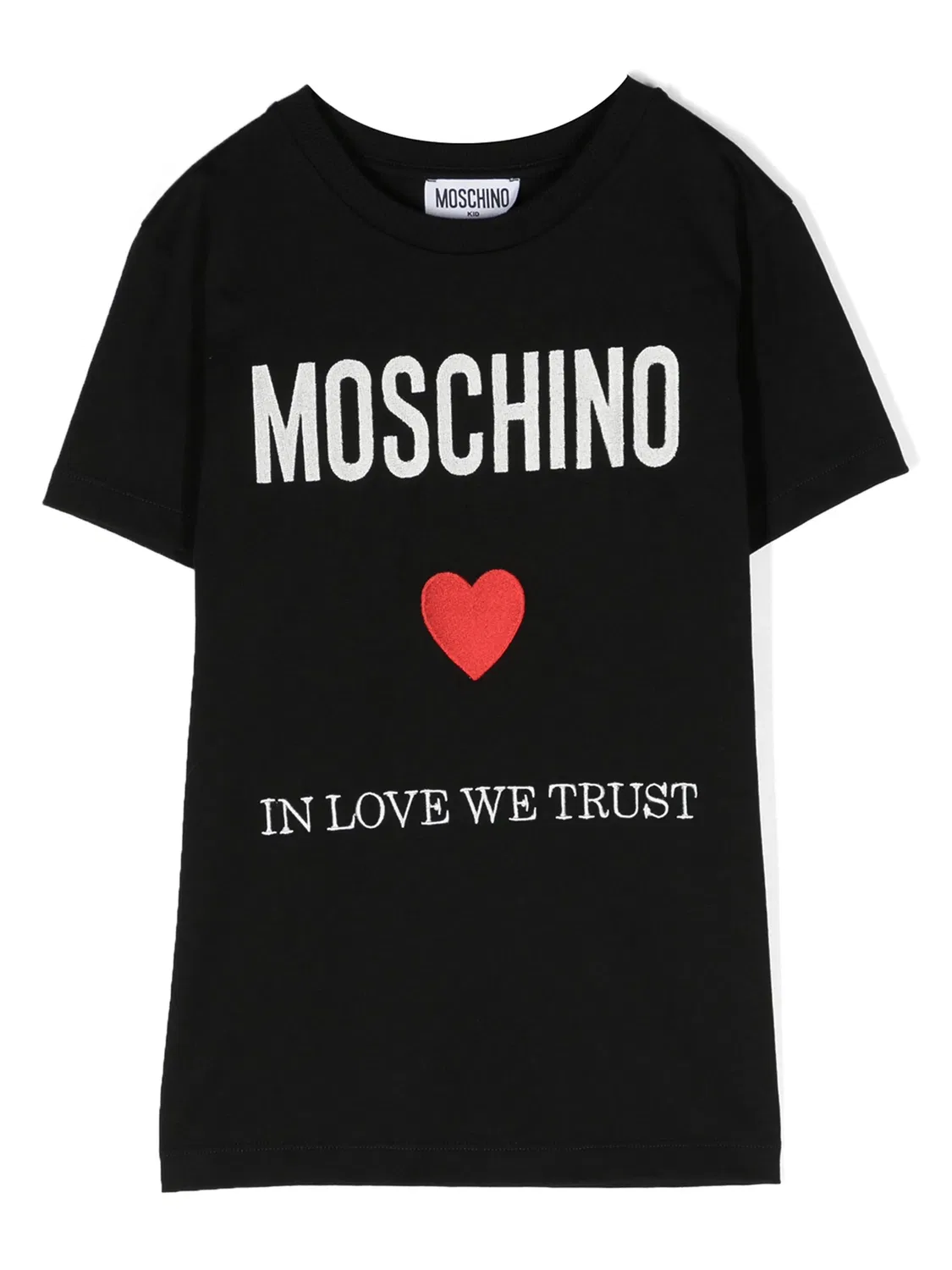 Хлопковая футболка с вышивкой Moschino, черный