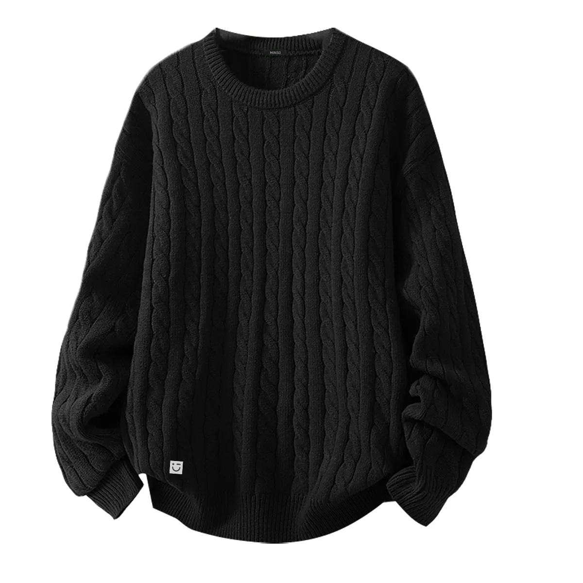 Детское вязаное изделие с круглым вырезом MINISO, Black (M45 Ink Gray Smiley Face Right Bottom B Logo)
