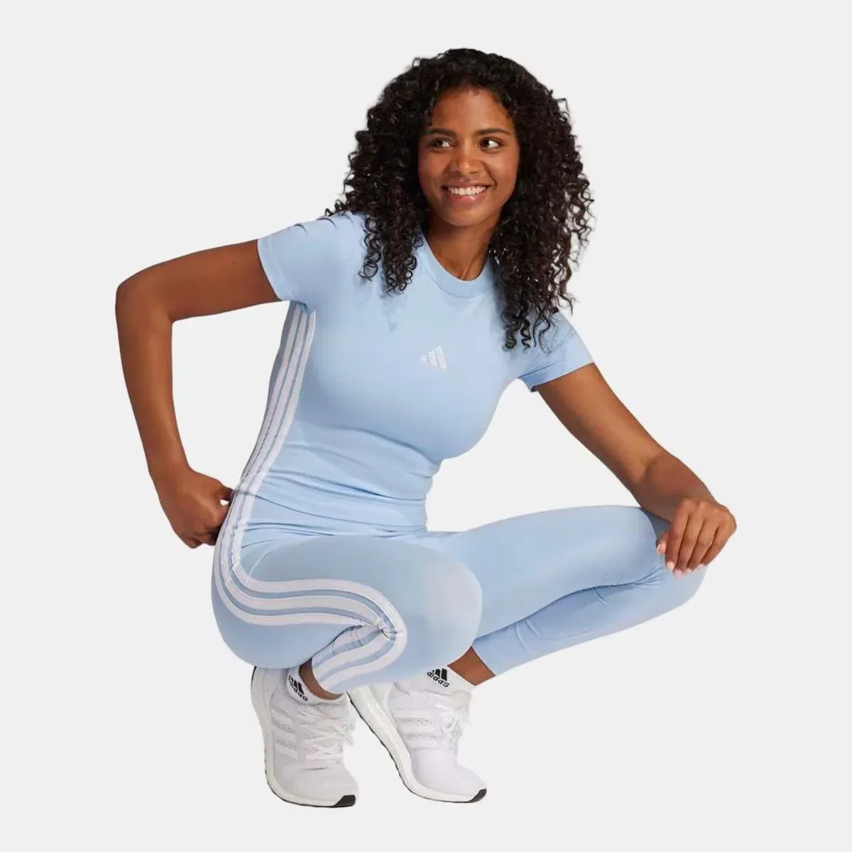 Женская футболка с коротким рукавом Essentials Slim Baby 3 bandas adidas, Синий — фото 3