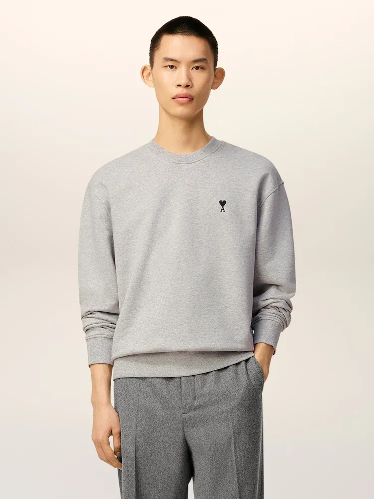 Свитшот с сердцем AMI PARIS, Heather Ash Grey