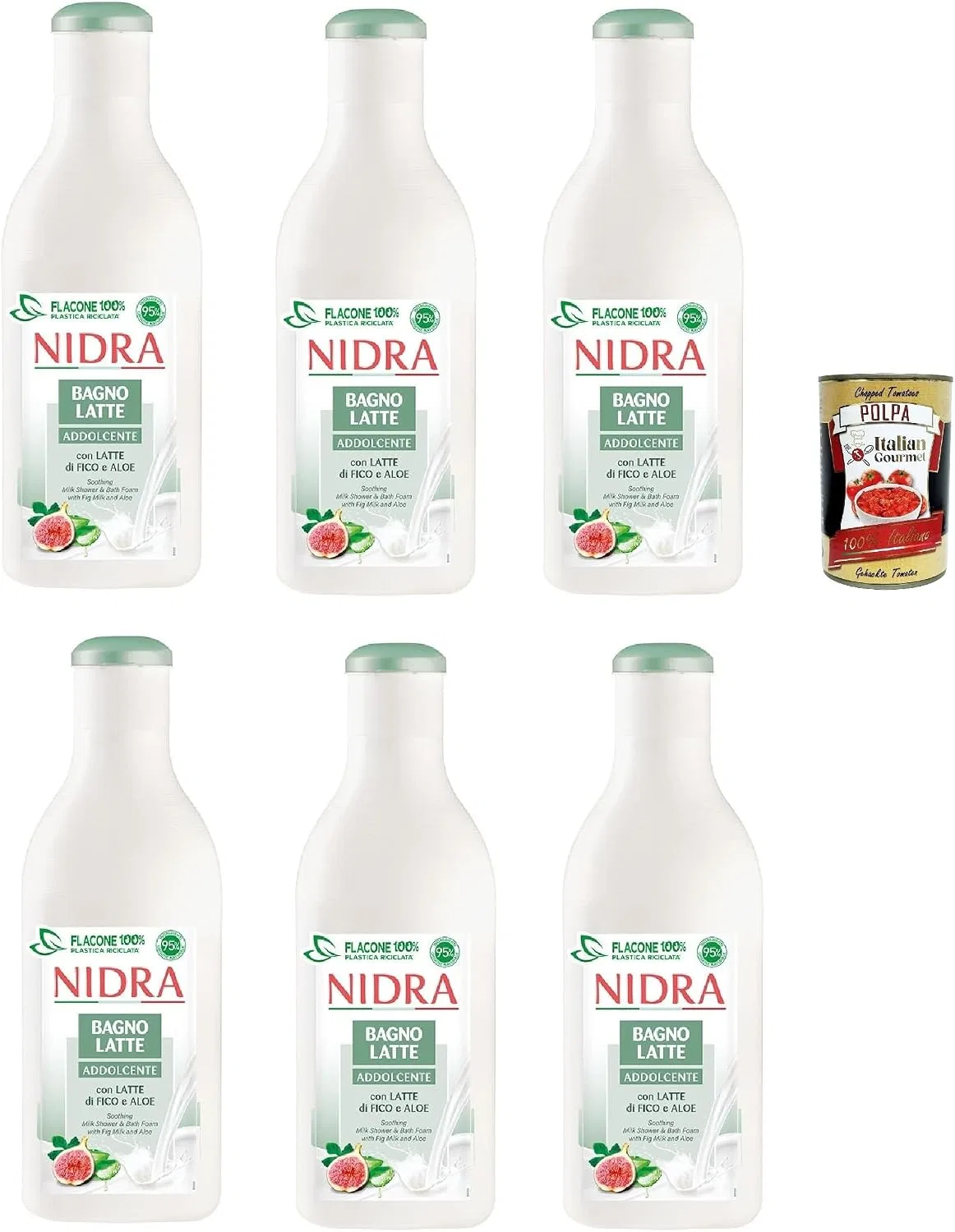 Гель для душа Nidra Bagnolatte Addolcente, 6x750 мл, Italian Gourmet Polpa 400 г, Белый Italian Gourmet E.R.