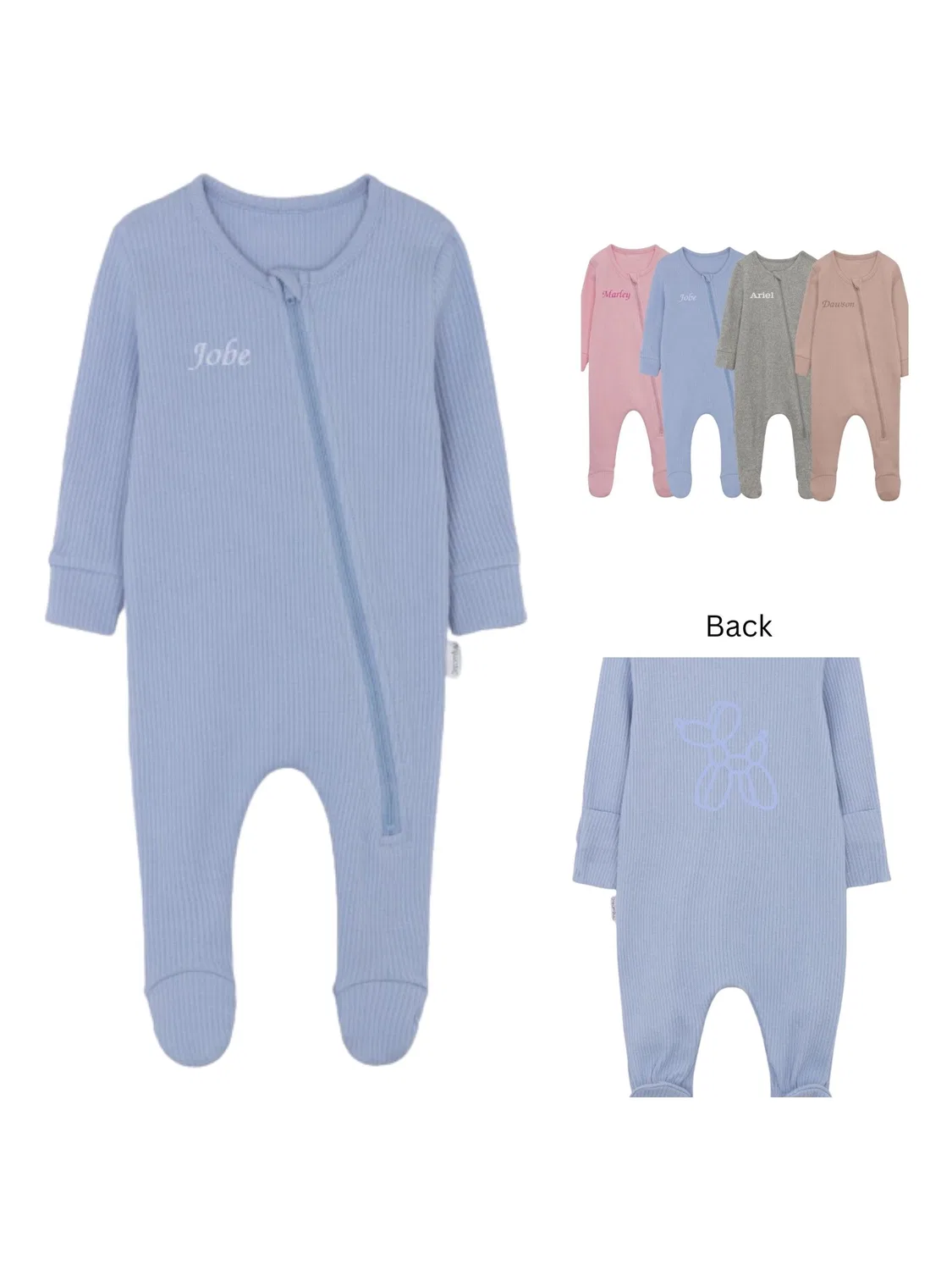Комбинезон рифленый Personalised Ribbed Sleepsuit Ruff Cubs Kidswear, синий — фото 2