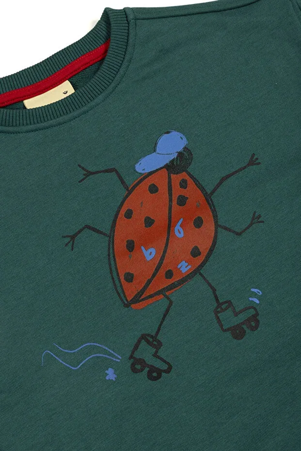Детские свитшот с принтом для девочек Lady Beetle Printed Beetlebeez, Green — фото 3