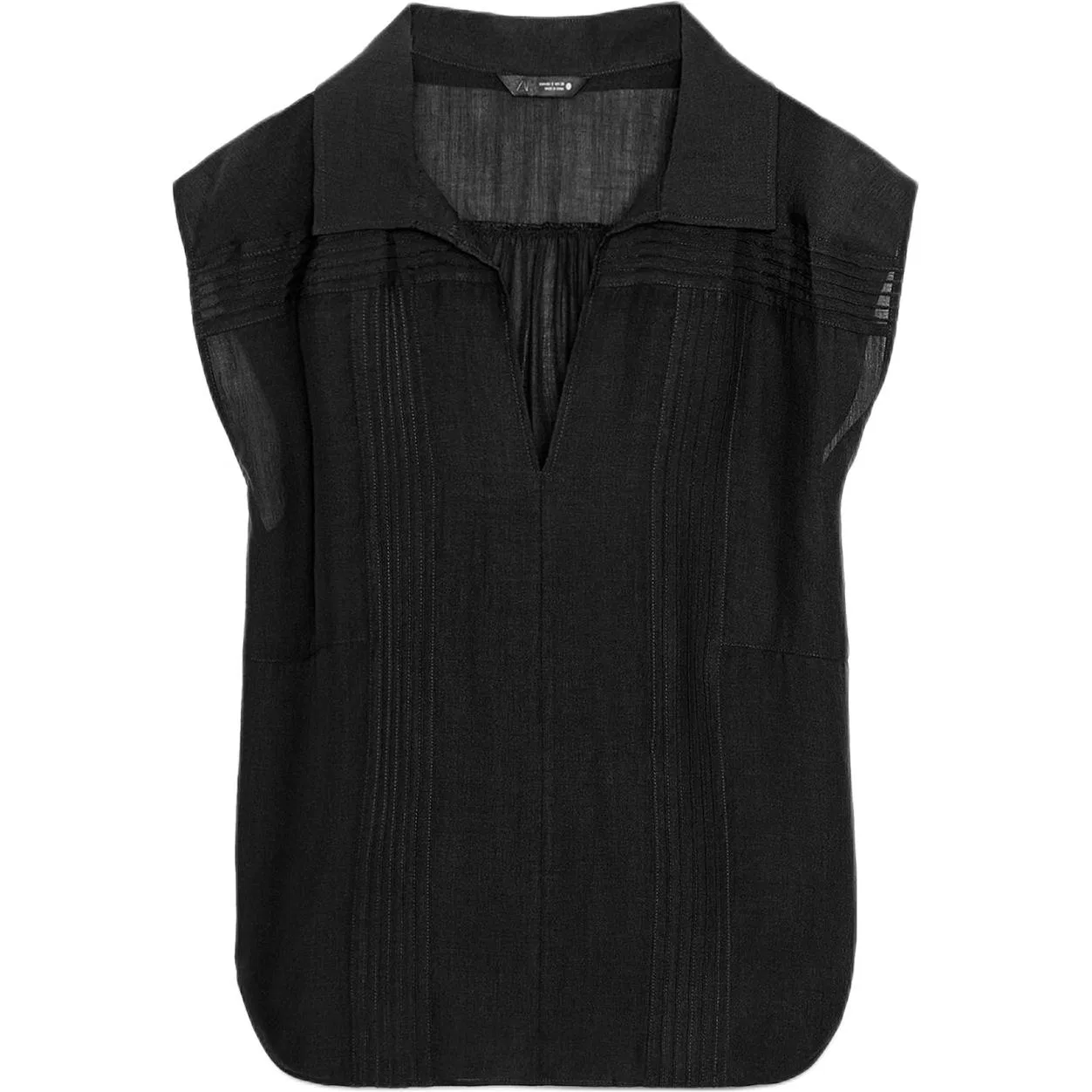 Женская рубашка с V-образным вырезом ZW Shirts Women's Black V Neck Moderate, ZARA, Black