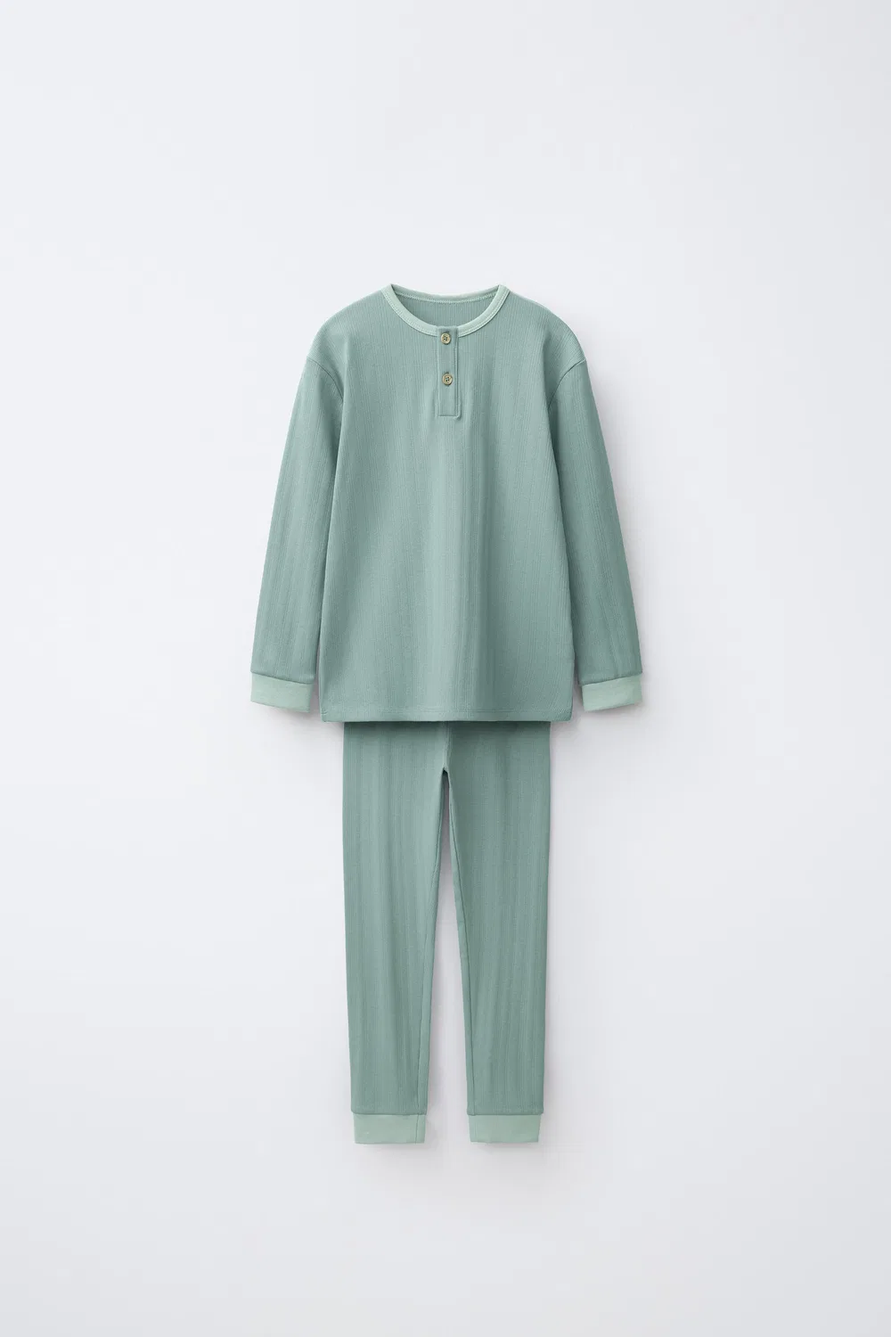 Однотонная фактурная пижама для детей 2-6 лет. ZARA, Green