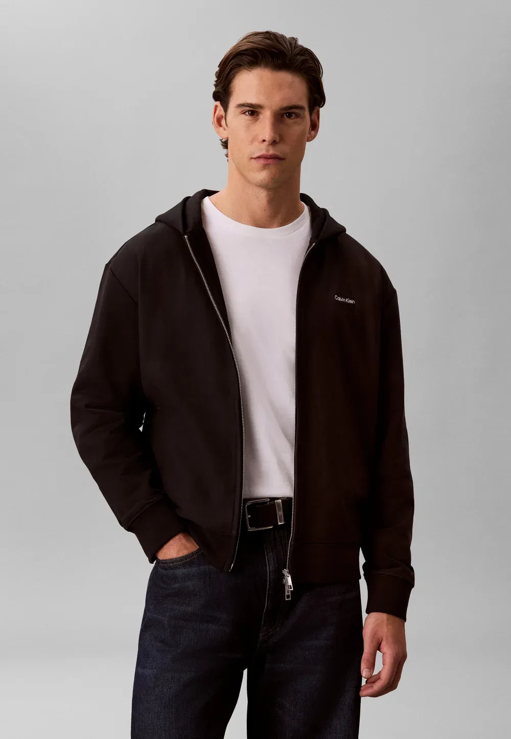 Худи с микрологотипом - толстовка на молнии Calvin Klein, Black