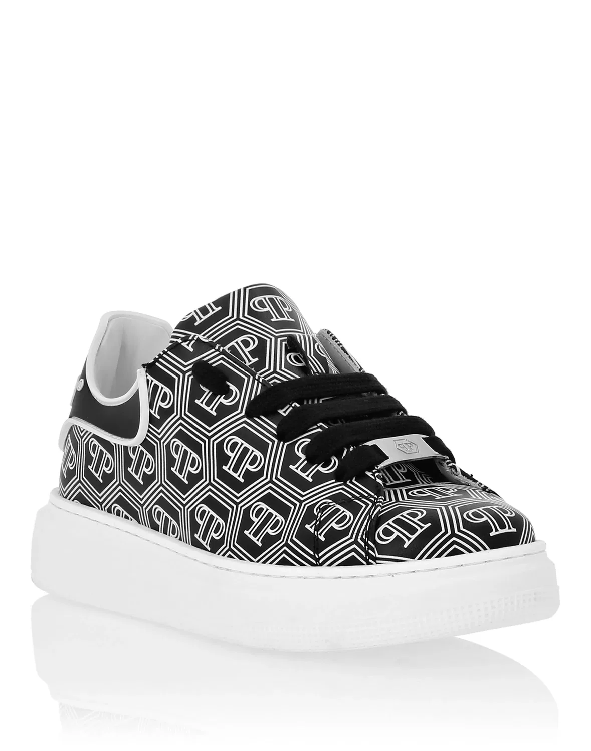 Детские кроссовки низкие с монограммой Monogram PHILIPP PLEIN, Black/White