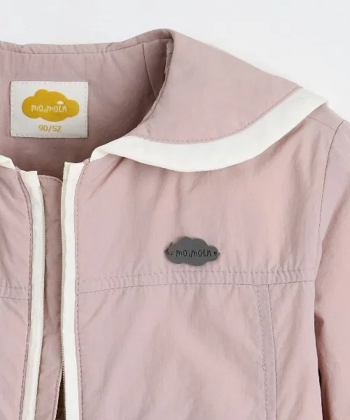 Детская куртка из нейлона с контрастным воротником Луми moimoln, Pink — фото 4