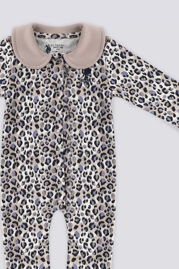 Детский комбинезон для девочек с принтом U.S. Polo Assn., Nude Color — фото 3