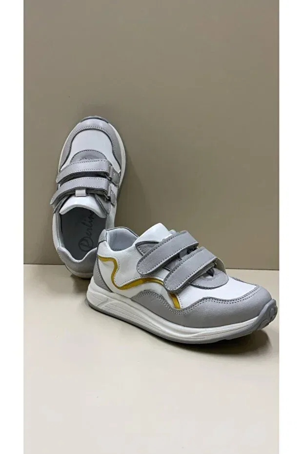 Детские ортопедические спортивные туфли с липучкой Perlina Eren Premium, White — фото 2