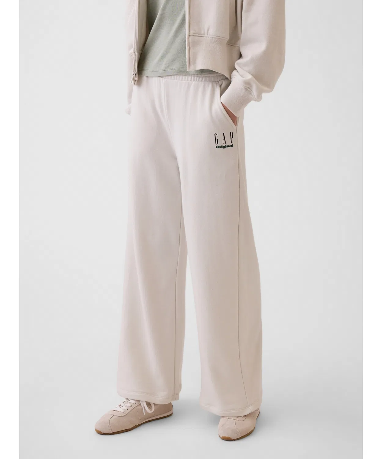 Детские широкие спортивные штаны с футером с начесом GAP Vintage Soft French Terry Wide Sweatpants, Ivory