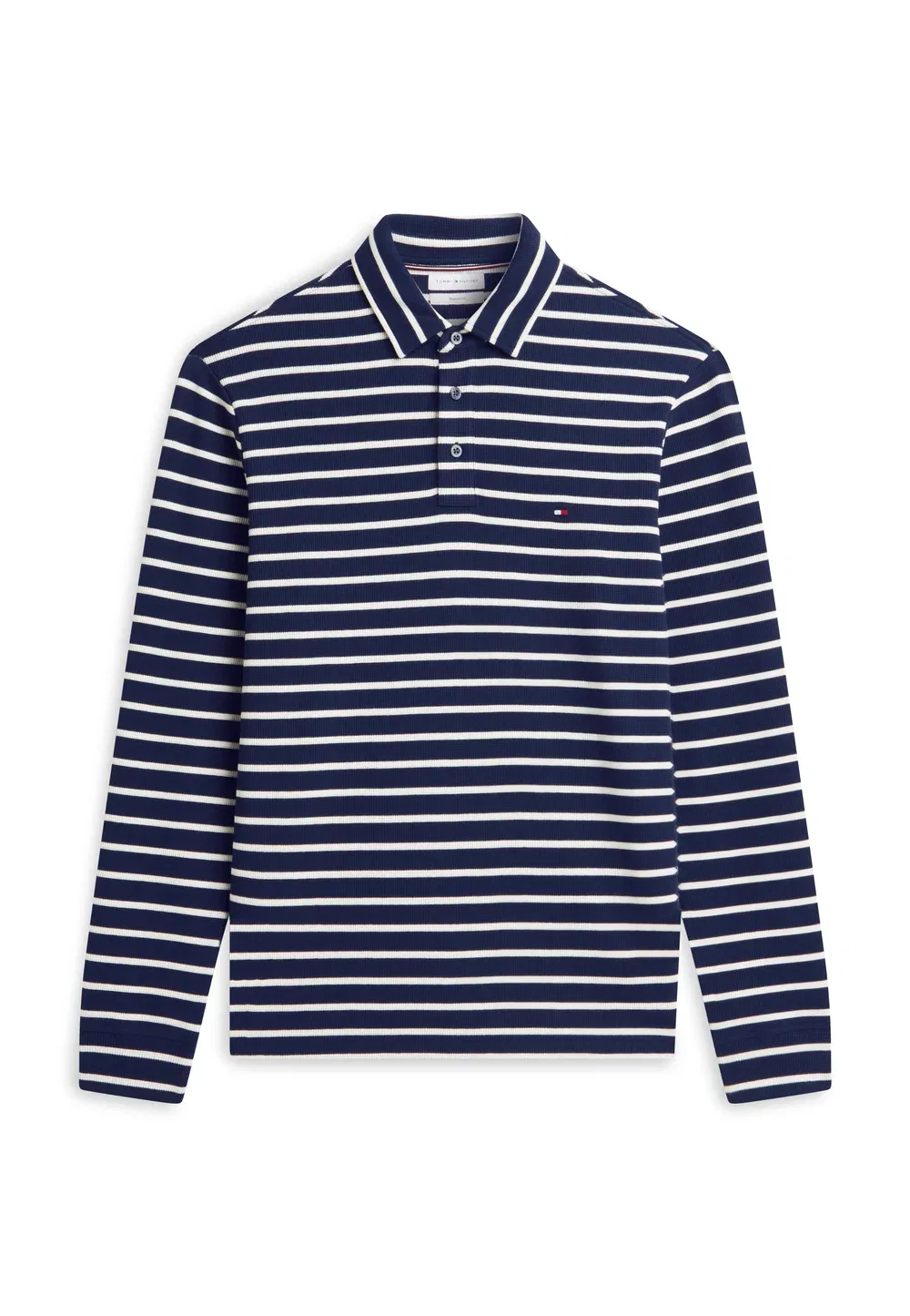 Вафельная футболка с длинными рукавами Tommy Hilfiger, Carbon Navy/Ivory Petal — фото 4