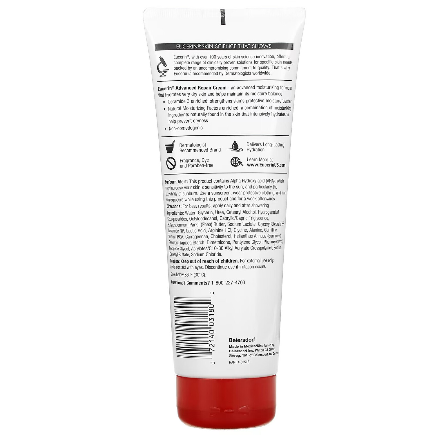 Eucerin, Улучшенный восстанавливающий крем, без отдушек, 226 г — фото 3