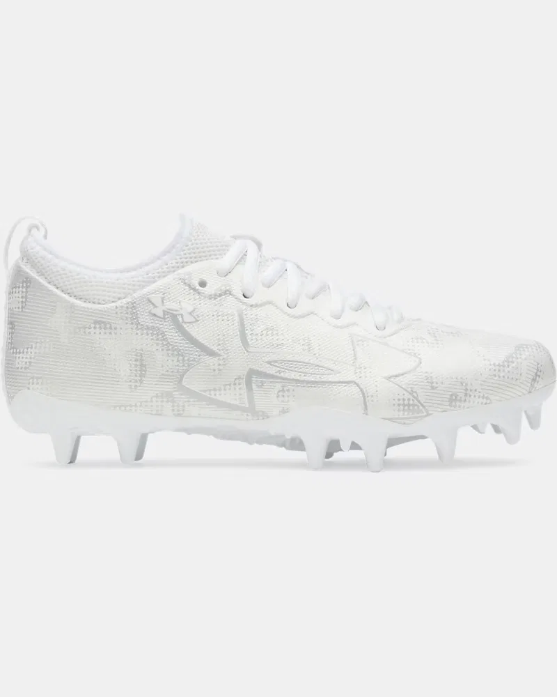 Детские шиповки для лакросса легкие дышащие на подошве TPU UA Blur Select Lax Jr. UnderArmour, White/Metallic Silver
