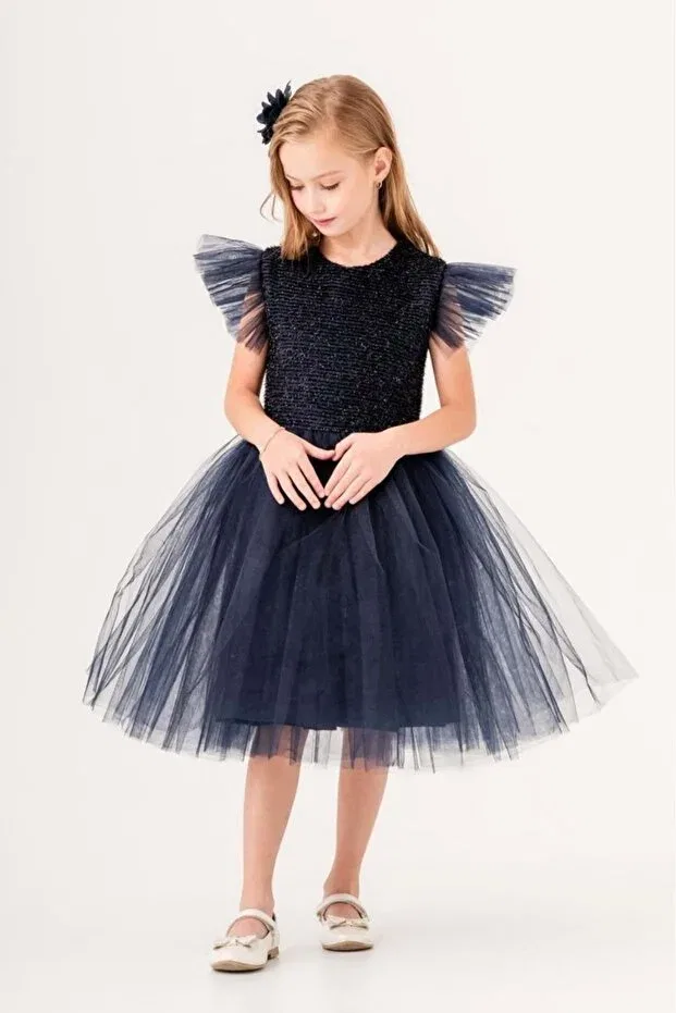 Детское платье для девочек из тюля Mnk Baby&Kids, Dark Lacquer — фото 2