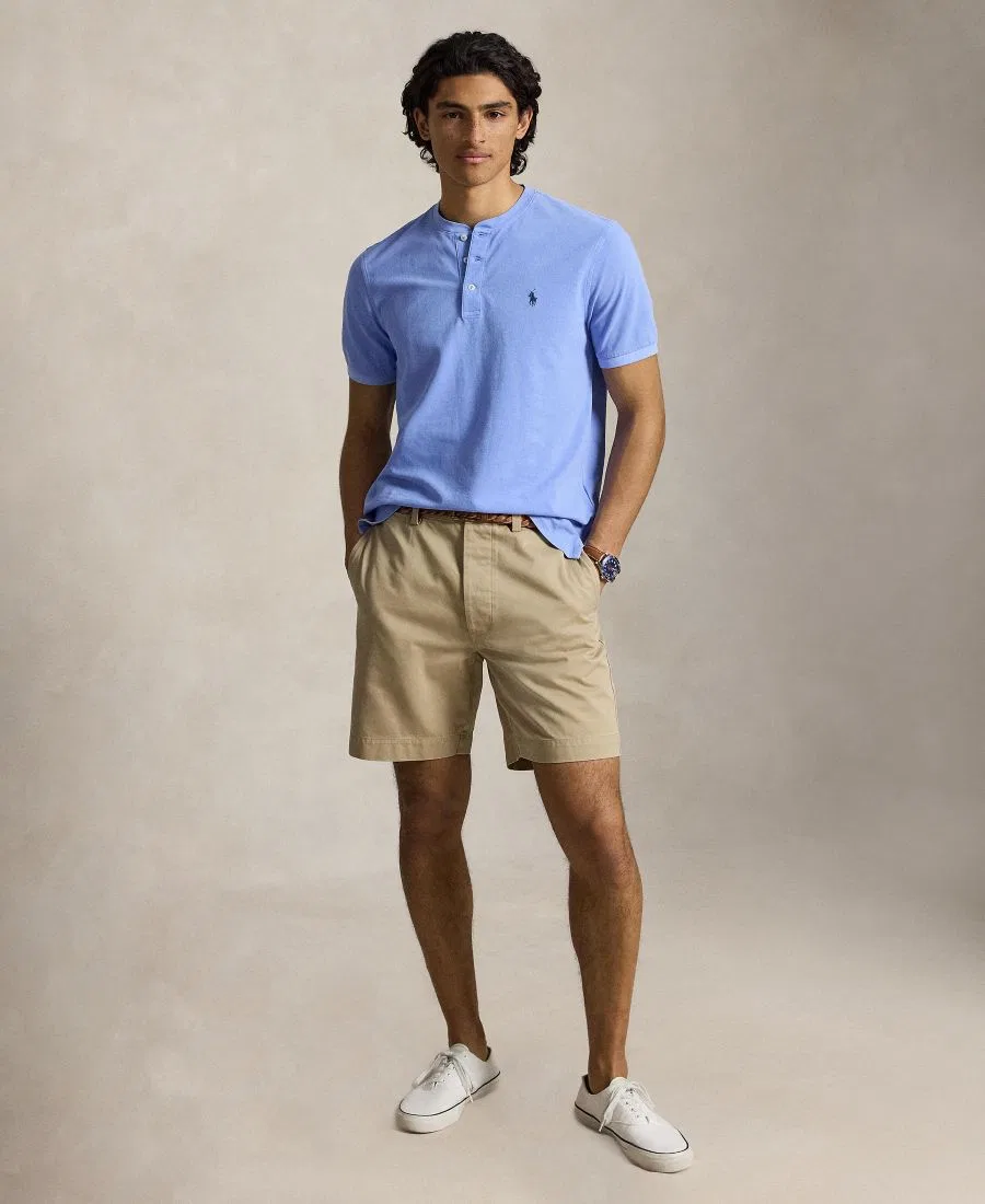 Мужская футболка-поло с воротником-хенли из сетки Featherweight Mesh Henley Polo Ralph Lauren, Canvas Blue — фото 2